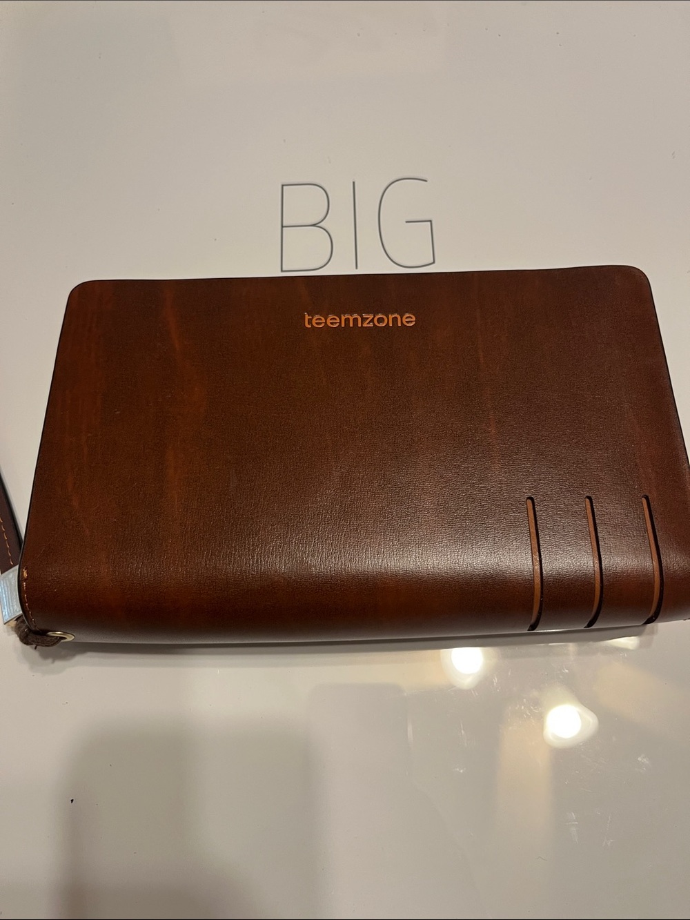 Teemzone Brown Leather Zip-Around Wallet for Men